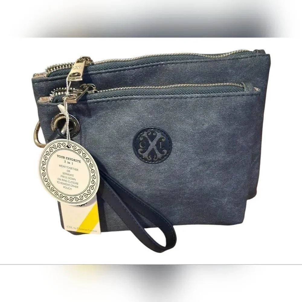 CXL 2 In 1 Indigo Double Bag Wristlet With Secured Ring. New With Tags